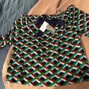 J. Crew Colorful Geometric Pattern Blouse